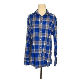 Sonoma blue plaid button down long sleeves front button shirt size small